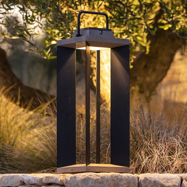 Les Jardins Solarna lampa Teckalu, Duratek/Alu crna, 65,5cm, prigušiva, Metal, fenjer