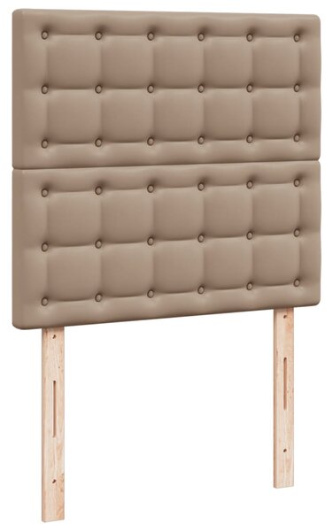 Krevet s oprugama i madrac cappuccino 90x190 cm od umjetne kože - Smeđa / 90 x 190 cm