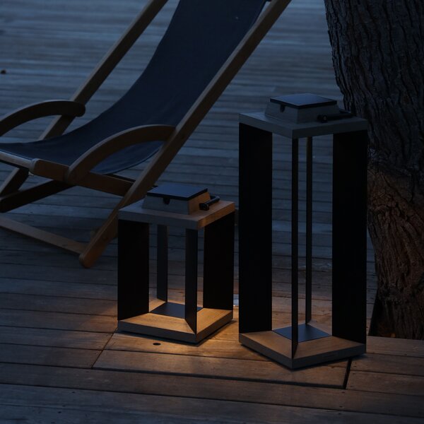 Les Jardins Solarna lampa Teckalu, Duratek/Alu crna, 65,5cm, prigušiva, Metal, fenjer
