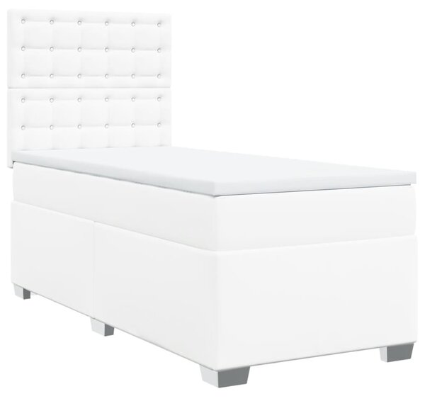 Krevet s oprugama i madracem bijeli 90 x 190 cm od umjetne kože - Bijela / 90 x 190 cm