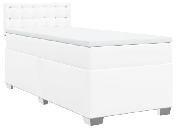 Krevet s oprugama i madracem bijeli 100x200 cm od umjetne kože - Bijela / 100 x 200 cm
