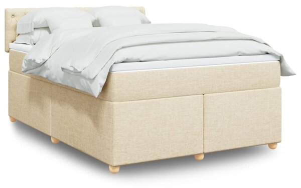 Krevet s oprugama i madracem krem 140x200 cm od tkanine - Krema / 140 x 200 cm