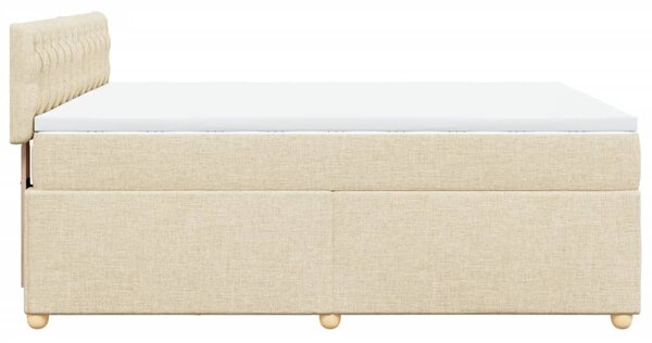 Krevet s oprugama i madracem krem 140x200 cm od tkanine - Krema / 140 x 200 cm