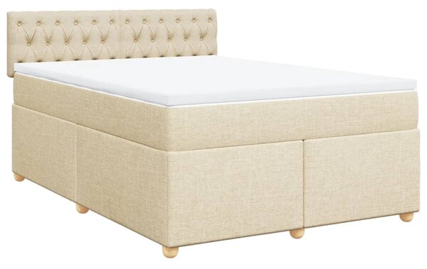Krevet s oprugama i madracem krem 140x200 cm od tkanine - Krema / 140 x 200 cm