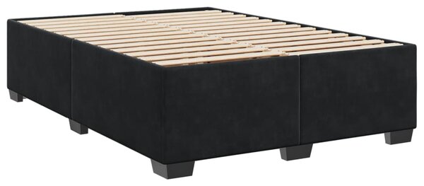 Krevet s oprugama i madracem crni 140 x 190 cm baršunasti - Crna / 140 x 190 cm