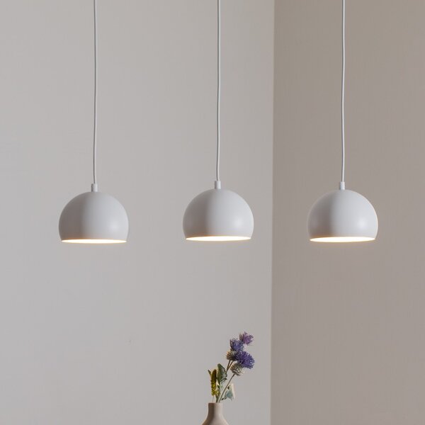Luminex Sool viseća lampa, bijela, duljina 65 cm, 3 žarulje, metalna, E27, prigušiva, Bijela, Dnevni boravak/blagovaonica, Metal