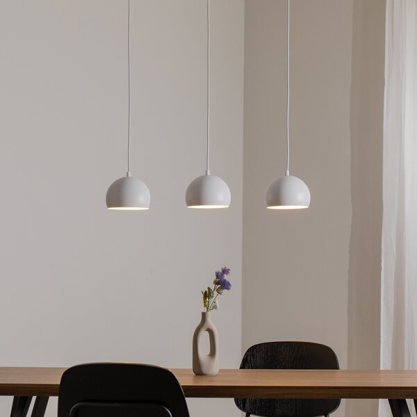 Luminex Sool viseća lampa, bijela, duljina 65 cm, 3 žarulje, metalna, E27, prigušiva, Bijela, Dnevni boravak/blagovaonica, Metal
