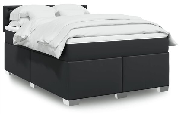 Krevet s oprugama i madracem crni 160 x 200 cm od umjetne kože - Crna / 160 x 200 cm