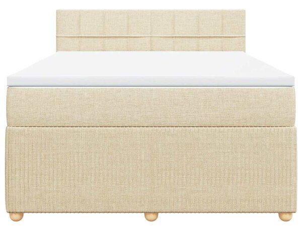 Krevet s oprugama i madracem krem 160x200 cm od tkanine - Krema / 160 x 200 cm