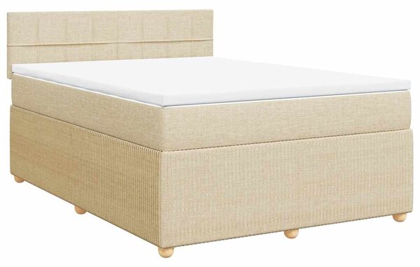 Krevet s oprugama i madracem krem 160x200 cm od tkanine - Krema / 160 x 200 cm