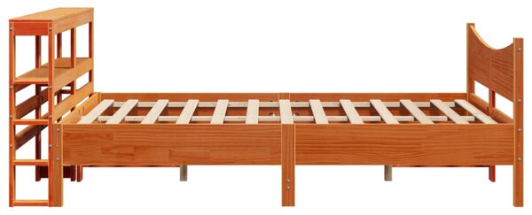 Okvir kreveta s uzglavljem voštano smeđi 120x200 cm od borovine - Smeđa / 120 x 200 cm