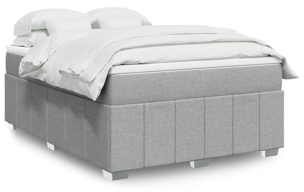 Krevet box spring s madracem svjetlosiva 160x200 cm tkanina - Siva / 160 x 200 cm