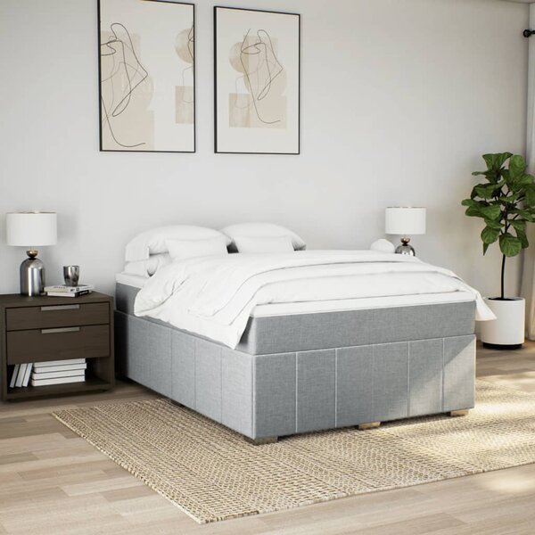 Krevet box spring s madracem svjetlosiva 160x200 cm tkanina - Siva / 160 x 200 cm
