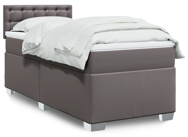Krevet s oprugama i madracem sivi 90 x 190 cm od umjetne kože - Siva / 90 x 190 cm