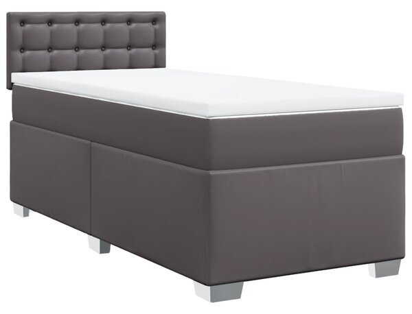 Krevet s oprugama i madracem sivi 90 x 190 cm od umjetne kože - Siva / 90 x 190 cm