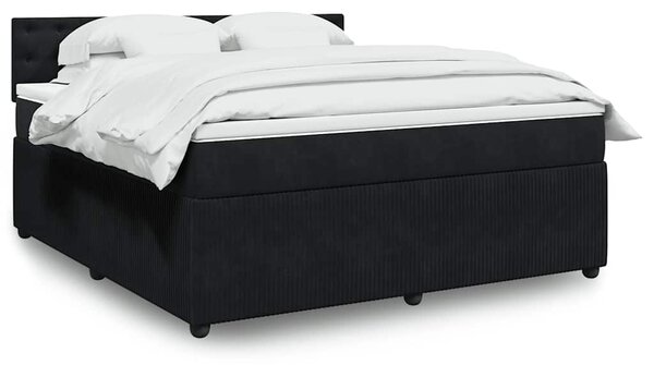 Krevet s oprugama i madracem crni 180x200 cm baršunasti - Crna / 180 x 200 cm