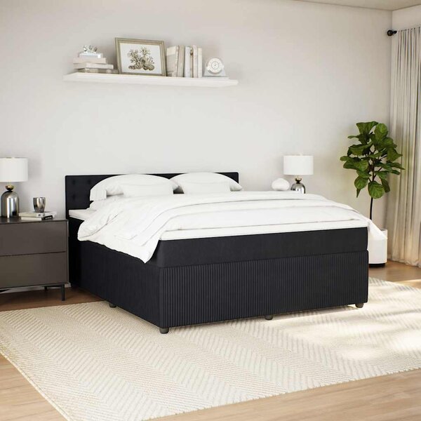 Krevet s oprugama i madracem crni 180x200 cm baršunasti - Crna / 180 x 200 cm