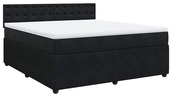 Krevet s oprugama i madracem crni 180x200 cm baršunasti - Crna / 180 x 200 cm