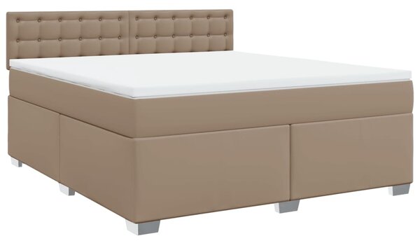 Krevet box spring s madracem cappuccino 180x200 cm umjetna koža - Smeđa / 180 x 200 cm
