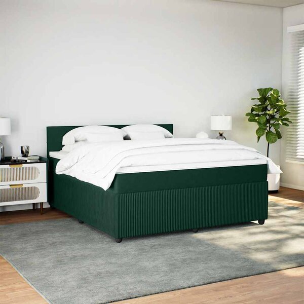 Krevet s oprugama i madracem tamnozeleni 180x200 cm baršunasti - Zelena / 180 x 200 cm