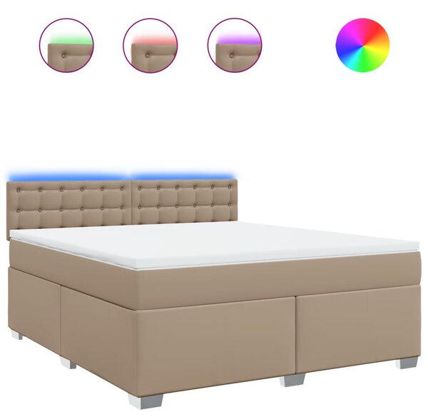 Krevet box spring s madracem cappuccino 180x200 cm umjetna koža - Smeđa / 180 x 200 cm
