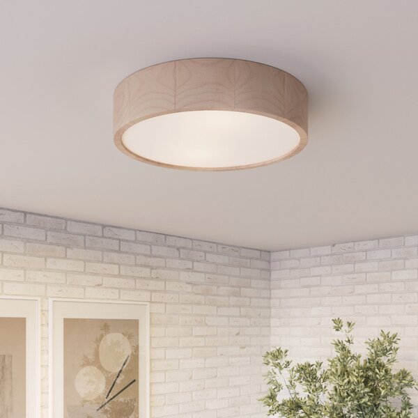 Envostar Stropna lampa Kerio, Ø 37 cm, bijela, prigušiva, Bijela, Dnevni boravak/blagovaonica, Drvo