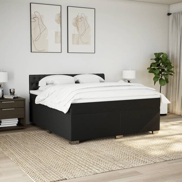 Krevet s oprugama i madracem crni 180x200 cm od tkanine - Crna / 180 x 200 cm