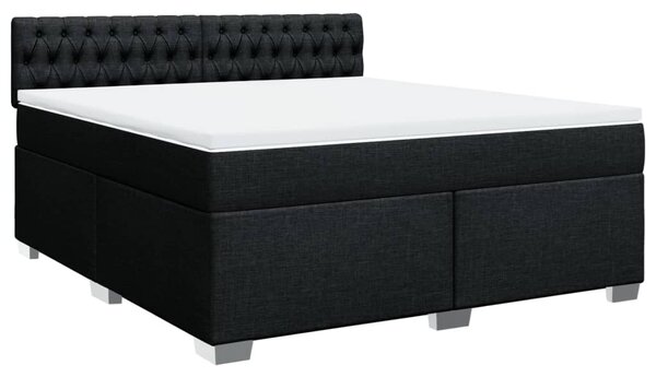 Krevet s oprugama i madracem crni 180x200 cm od tkanine - Crna / 180 x 200 cm