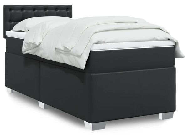 Krevet s oprugama i madracem crni 90x190 cm od umjetne kože - Crna / 90 x 190 cm