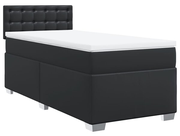 Krevet s oprugama i madracem crni 90x190 cm od umjetne kože - Crna / 90 x 190 cm