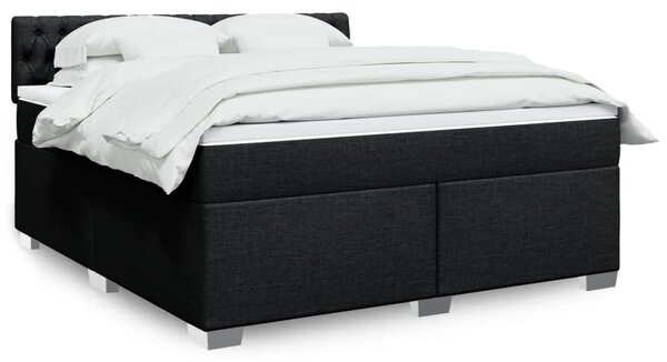 Krevet s oprugama i madracem crni 180x200 cm od tkanine - Crna / 180 x 200 cm