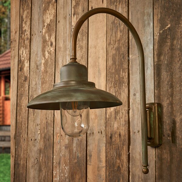 Moretti Luce Casale vanjska zidna svjetiljka visine 60 cm, starinski mesing, Bronca / stari mesing, Metal