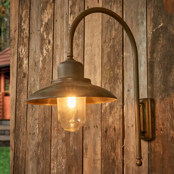 Moretti Luce Casale vanjska zidna svjetiljka visine 60 cm, starinski mesing, Bronca / stari mesing, Metal