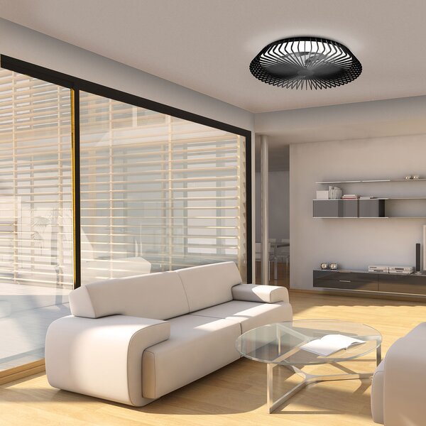 Mantra Iluminación Himalaya Smart LED stropni ventilator, crni, DC, tih, prigušiva, Crno, Dnevni boravak/blagovaonica, Metal
