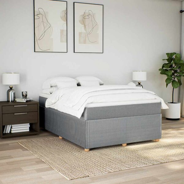 Krevet box spring s madracem svjetlosivi 140x200 cm od tkanine - Siva / 140 x 200 cm