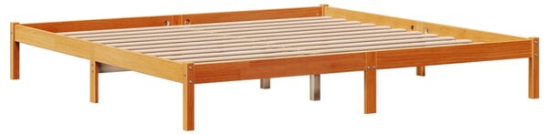 Okvir kreveta s uzglavljem voštano smeđi 200x200 cm od borovine - Smeđa / 200 x 200 cm
