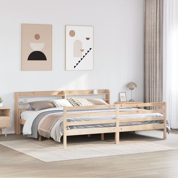 Okvir kreveta s uzglavljem 200 x 200 cm od masivne borovine - Smeđa / 200 x 200 cm