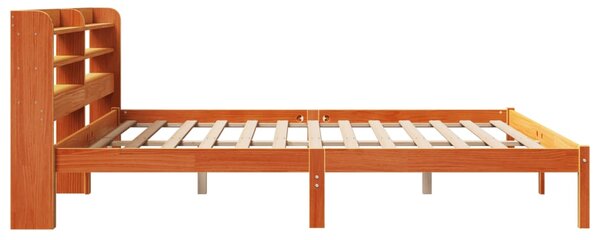 Okvir kreveta s uzglavljem voštano smeđi 200x200 cm od borovine - Smeđa / 200 x 200 cm