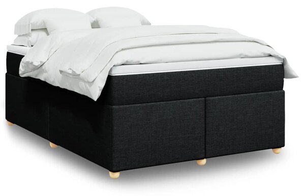 Krevet s oprugama i madracem crni 140x200 cm od tkanine - Crna / 140 x 200 cm