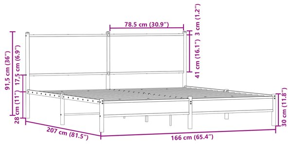 Metalni okvir kreveta bez madraca boja hrasta sonome 160x200 cm - Smeđa / 160 x 200 cm