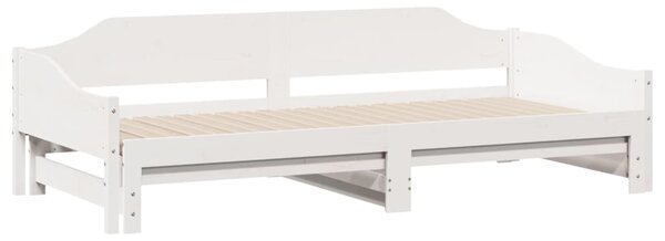 Dnevni krevet na razvlačenje bijeli 90x190 cm masivna borovina - Bijela / 90 x 190 cm
