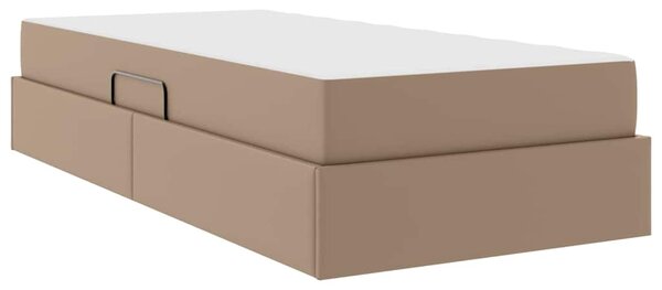 Krevet s madracem i skladištem 2 pcs Boja cappuccina Koža - Smeđa / 90 x 190 cm