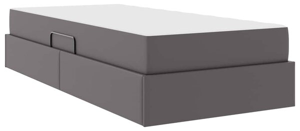 Krevet s madracem i skladištem s madracem 2 pcs Siva Koža - Siva / 90 x 190 cm
