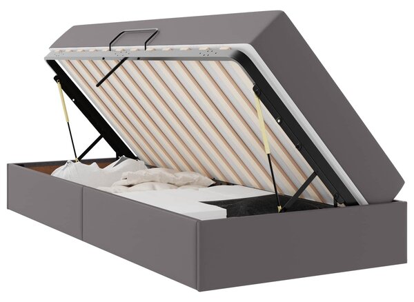 Krevet s madracem i skladištem s madracem 2 pcs Siva Koža - Siva / 90 x 190 cm