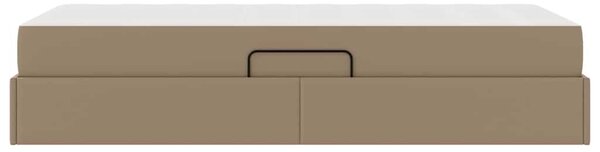 Krevet s madracem i skladištem 2 pcs Boja cappuccina Koža - Smeđa / 90 x 190 cm