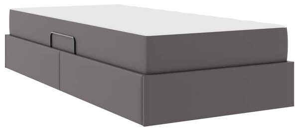 Krevet s madracem i skladištem s madracem 2 pcs Siva Koža - Siva / 90 x 190 cm