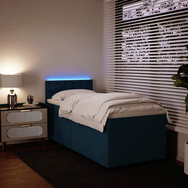 Box spring krevet s madracem plavi 80 x 200 cm baršunasti - Plava / 80 x 200 cm