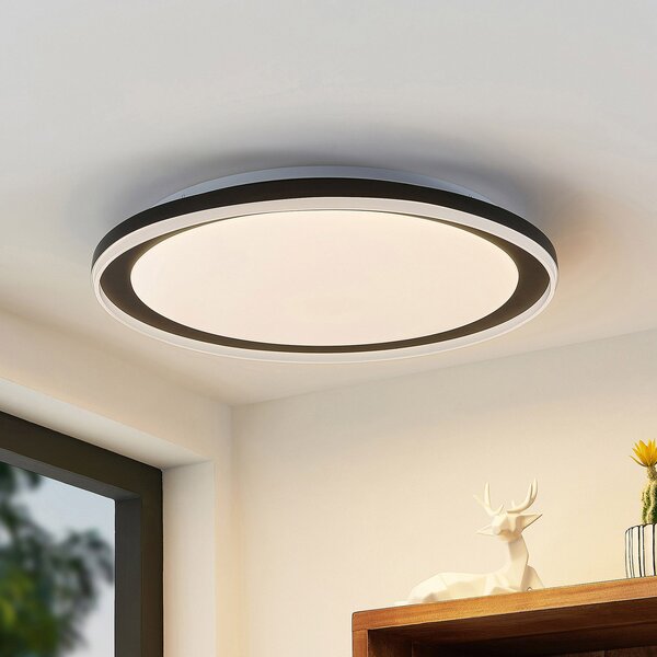 Lindby LED stropna svjetiljka Verdan, crna, metal, dim., CCT, prigušiva, Crno, Dnevni boravak/blagovaonica, Metal