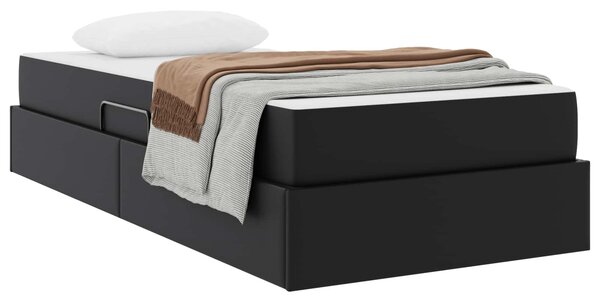 Krevet s madracem i skladištem s madracem 2 pcs Crna Koža - Crna / 90 x 190 cm