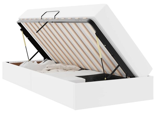Krevet s madracem i skladištem s madracem 2 pcs Bijelo Koža - Bijela / 90 x 190 cm